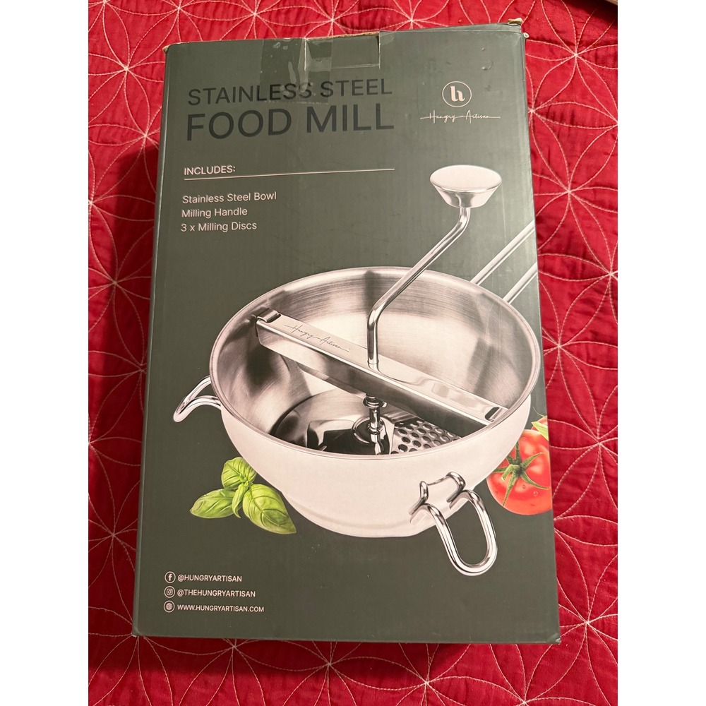 Hungry Artisan Stainless Steel Food Mill With 3 Discs